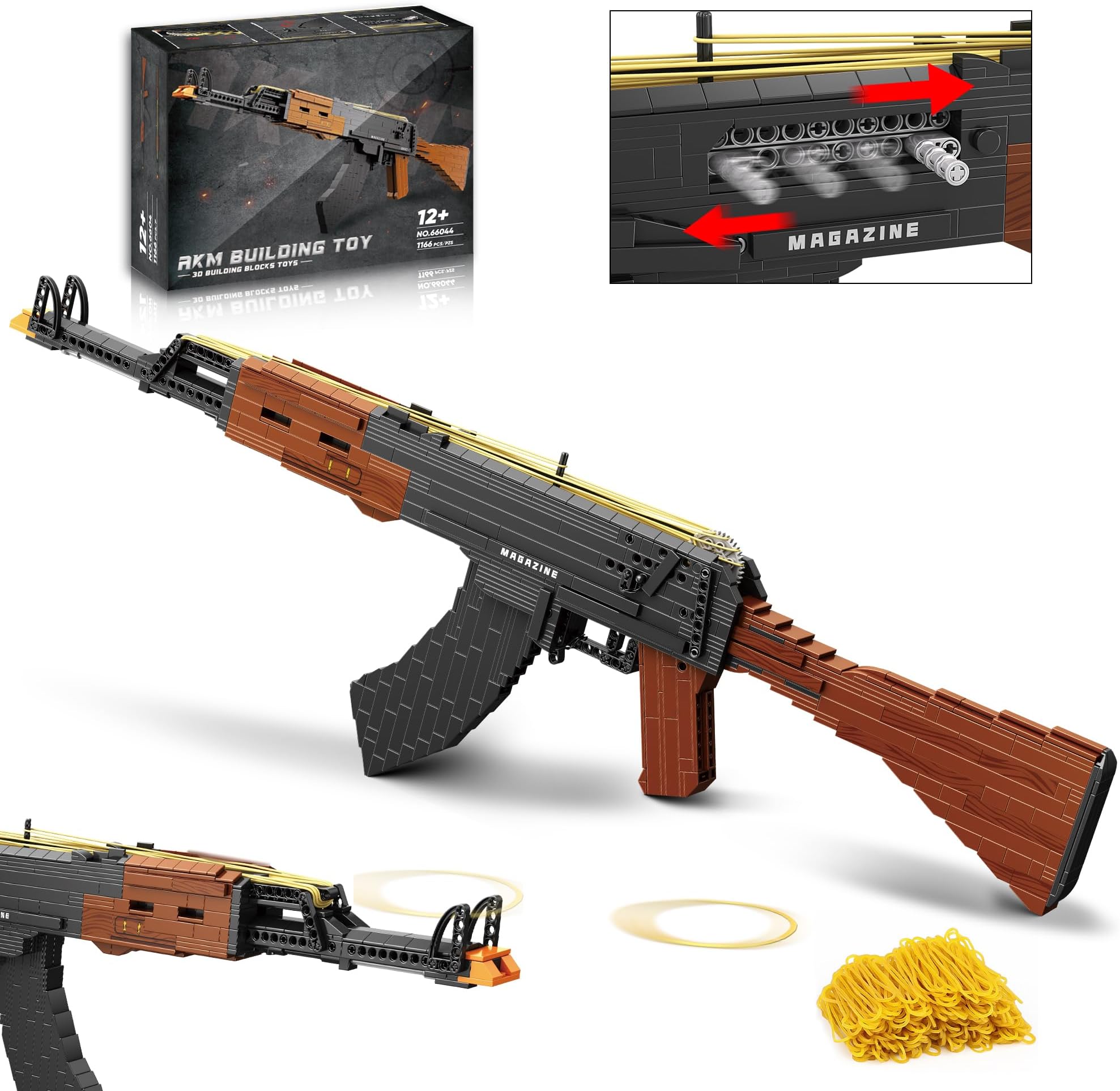Building Block for Adults, Large Scale Classic Model Kit with Rubber Band Launcher, DIY Assembly Building Set for Boys 14+, Collectible Gift for Model Hobbyists, 1166Pcs