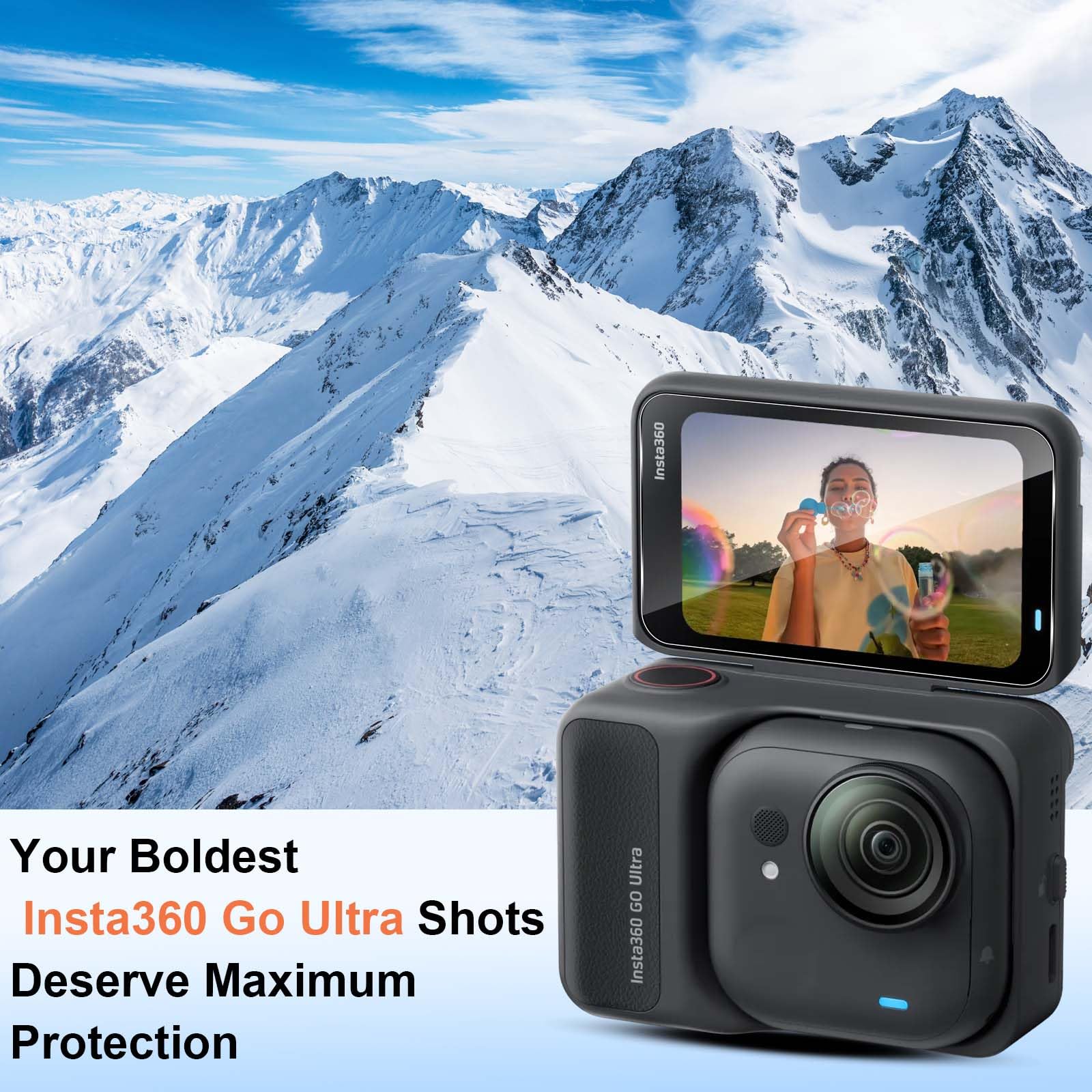 QULLOO Pellicola Vetro Protettiva per Insta360 GO Ultra, Durezza 9H Anti-graffio HD Vetro Temperato Fotocamera Protezione [3 Pezzi]
