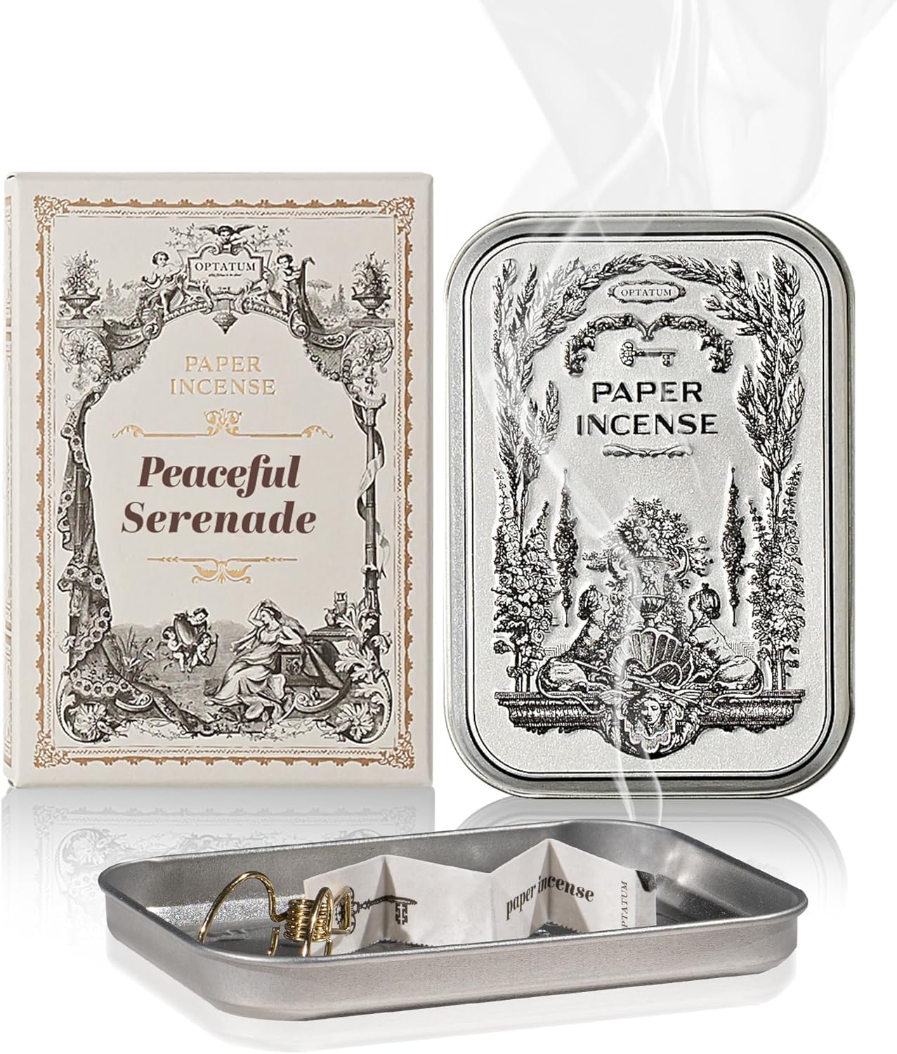 Papier-Räucherwerk – 48 Stück in Vintage-Dose als Räucherstäbchenhalter, langanhaltender Duft, Räucherpapier zum Verbrennen für Aromatherapie, Meditation und Geruchsentfernung - Peaceful Serenade