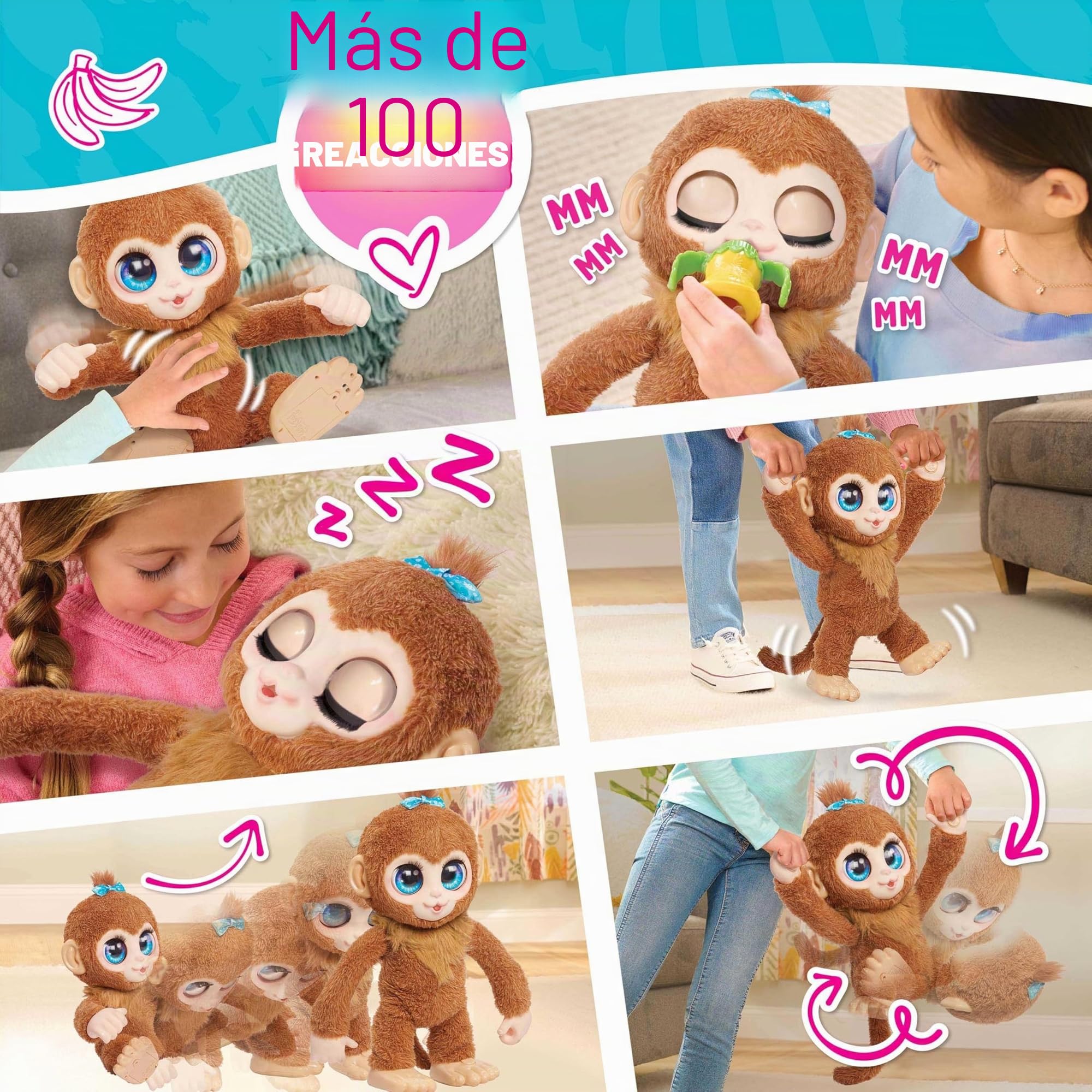 Just Play Mono de Peluche Interactivo Peanut The Playful Monkey de furReal, de 20 cm, con Sonidos, Juguetes para niños a Partir de 4 años