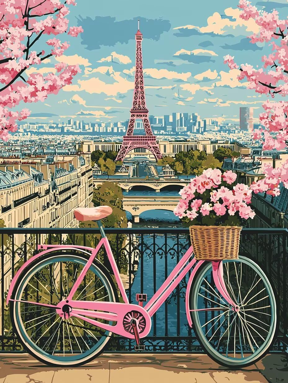 Paesaggio della bicicletta Dipingere con i Numeri per Adulti, 70x90cm a1140