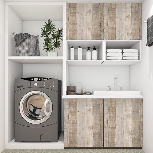 Miniatura 9 de Anmon Papel Tapiz de Madera 118" x 11.8" Shiplap Despegar y Pegar Papel Tapiz Papel de Contacto de Madera de Granero Imitación Madera Recuperada