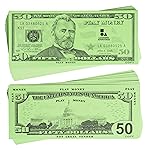 LEARNING ADVANTAGE Fifty Dollar Play Bills - Set of 50 $50 Paper Bills - Designed and Sized Like Real US Currency - Teach Currency, Counting and Math with Play Money