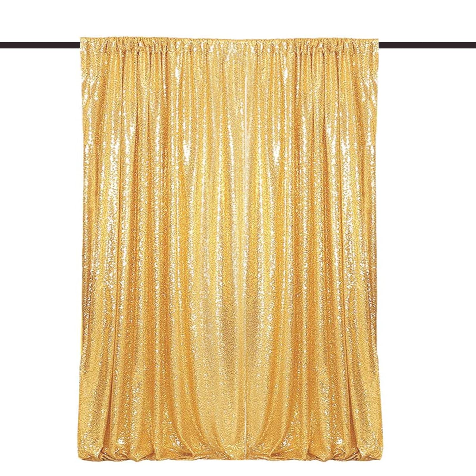 WISPET Gold Sequin Backdrop Curtains 1 Panel 8FTx8FT Glitter Gold Photo Backdrop Drapes Party Wedding Baby Shower Curtain Sparkle Photography