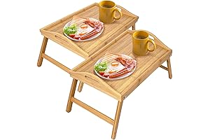 Greenco Bed Table with Foldable Legs, Set of 2 Person Table and Chair Set