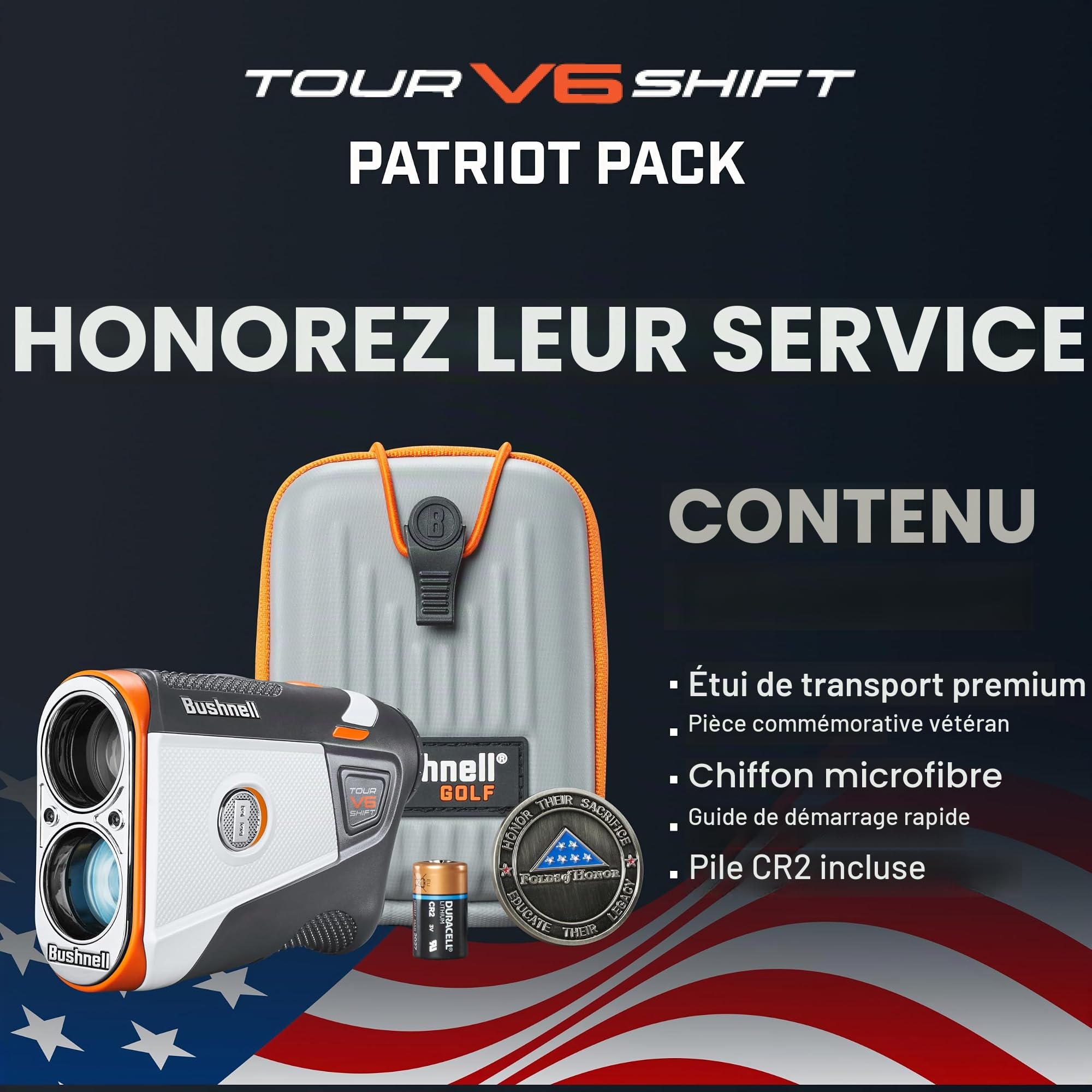 Bushnell Golf Télémètre Laser Tour V6 Shift avec Compensation de Pente, portée de 1 300 m, Vibration de Verrouillage du Drapeau, Support magnétique de Chariot, grossissement 6X, étanche - légal pour