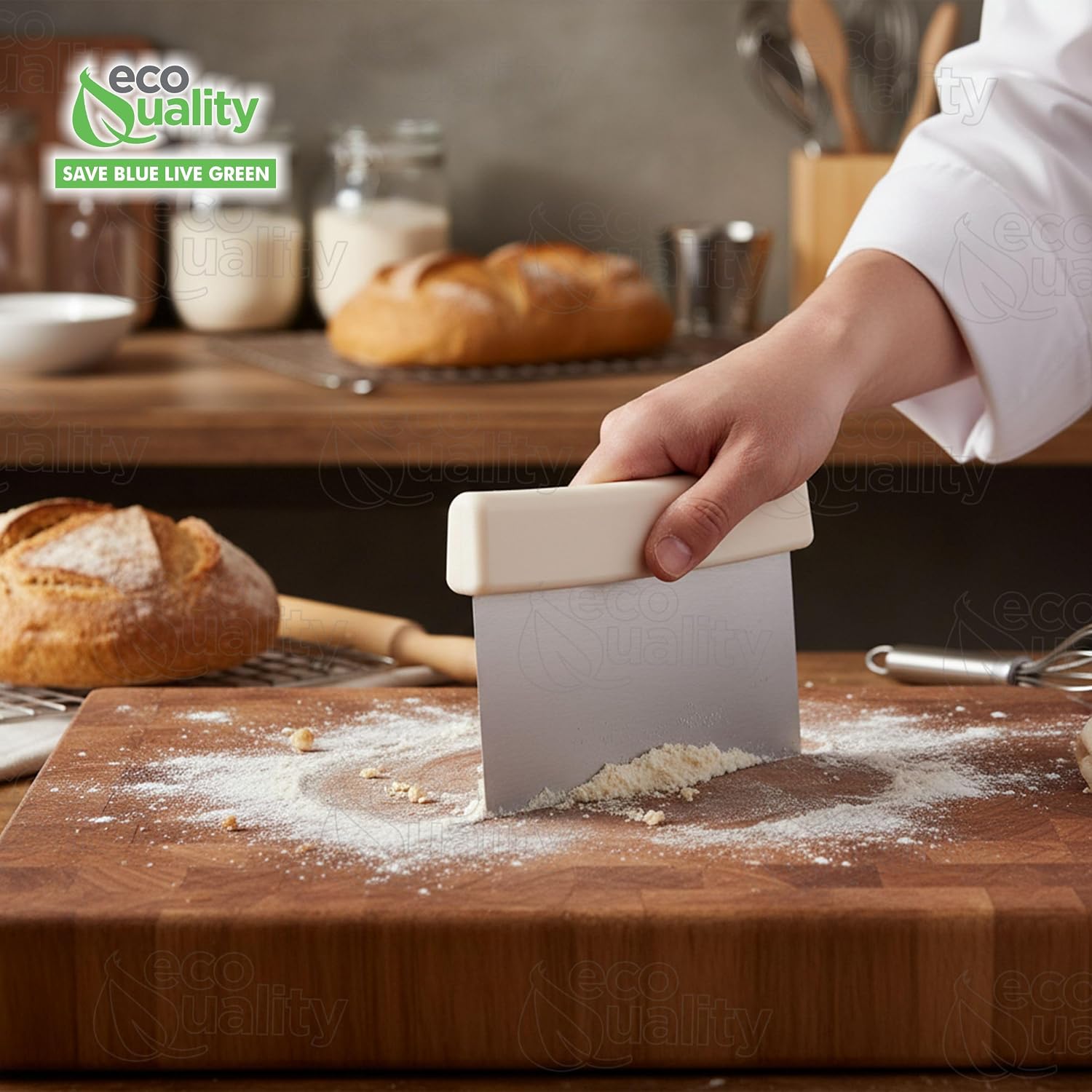 [6 PACK] Stainless Steel Dough Scraper with Plastic Handle - Dough Chopper, Heavy Duty Multi Purpose - Perfect for Nuts, Herbs, Pastry, Pizza Dough, Baking and More!