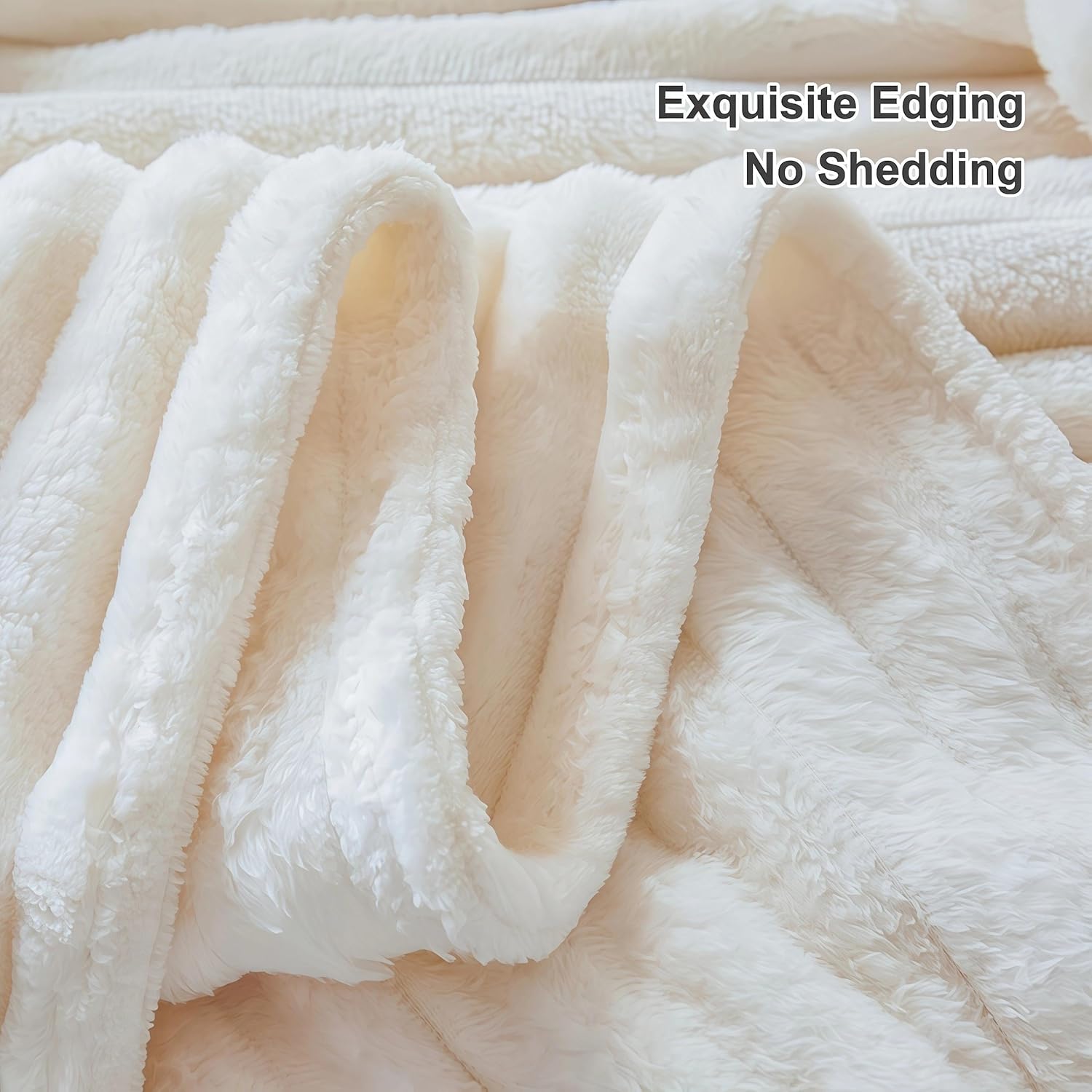 Faux Fur Throw Blanket, Lightweight Breathable Super Soft Throw for Couch, All-Season Fuzzy Plush Blanket for Sofa, Office Nap, Travel, Camping, 80"x90", White
