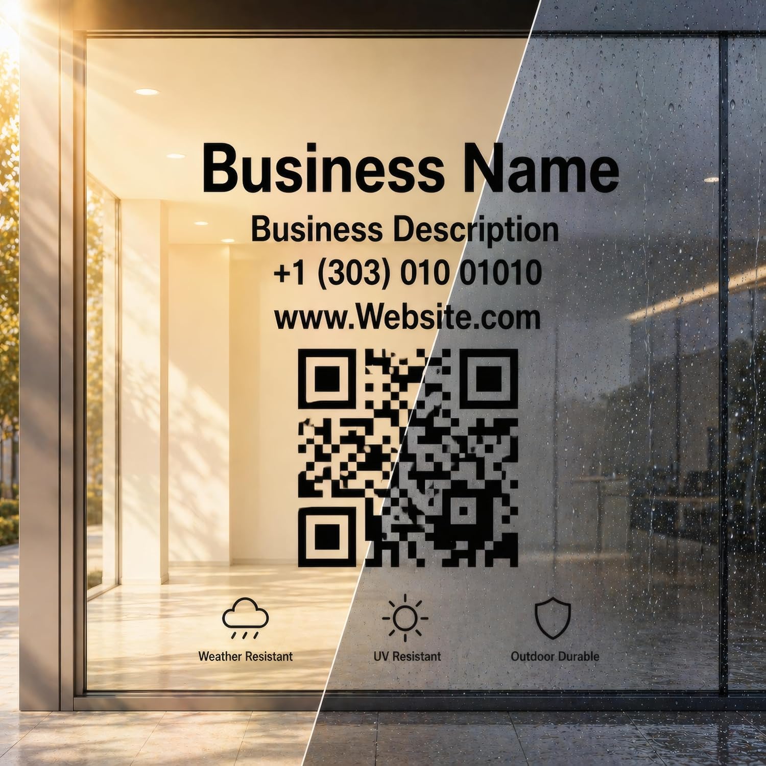 Custom Business Name Vinyl Letter Stickers for Window Glass Door — Business Name Stickers for Car Storefront Signage, QR Code Sign Display, Easy Install Transfer