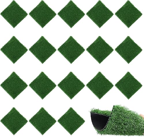 CJNLON Hierba artificial, parches de césped artificial de 12 x 12 pulgadas para camino de mesa, decoración de hadas, decoración de habitación