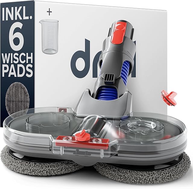 Dripl Nakładka do mopa do odkurzacza Dyson V12, elektryczna myjka do podłogi ze zdejmowanym zbiornikiem na wodę i 6 mopami nadającymi się do prania + 1 pojemnik do napełniania
