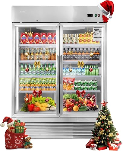 Vista 12 de JINSONG Refrigerador comercial de 54 pulgadas con 2 puertas sólidas, refrigerador de acero inoxidable de 49 pies cúbicos, refrigerador comercial