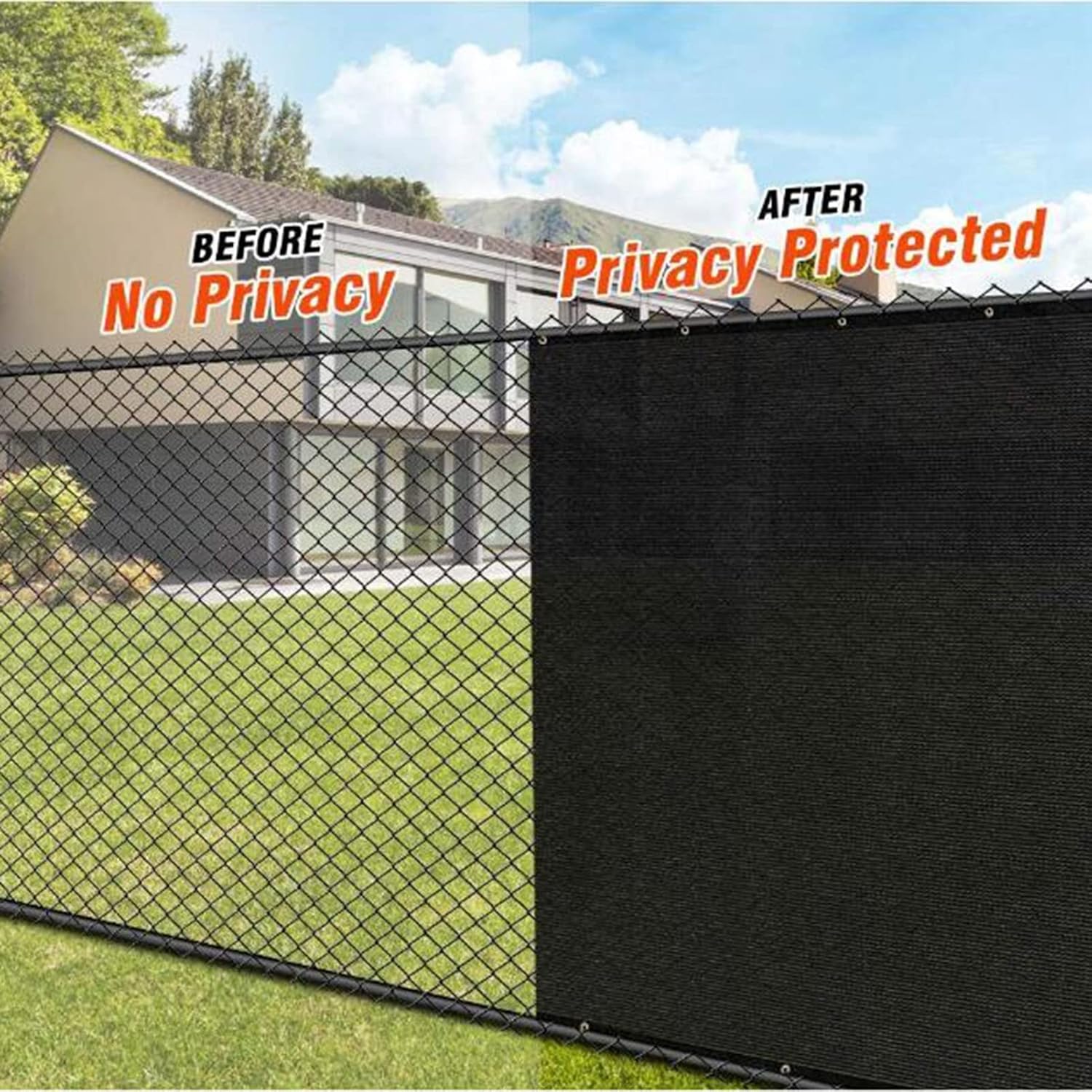 Balcony Privacy Screens Waterproof UV Protection Decor Fence Cover Garden Patio 100% Polyester Windscreen Railing Cover with Nylon Cable Ties (Color : Black Size : 1.8X5M) (Black 1.5X5M)