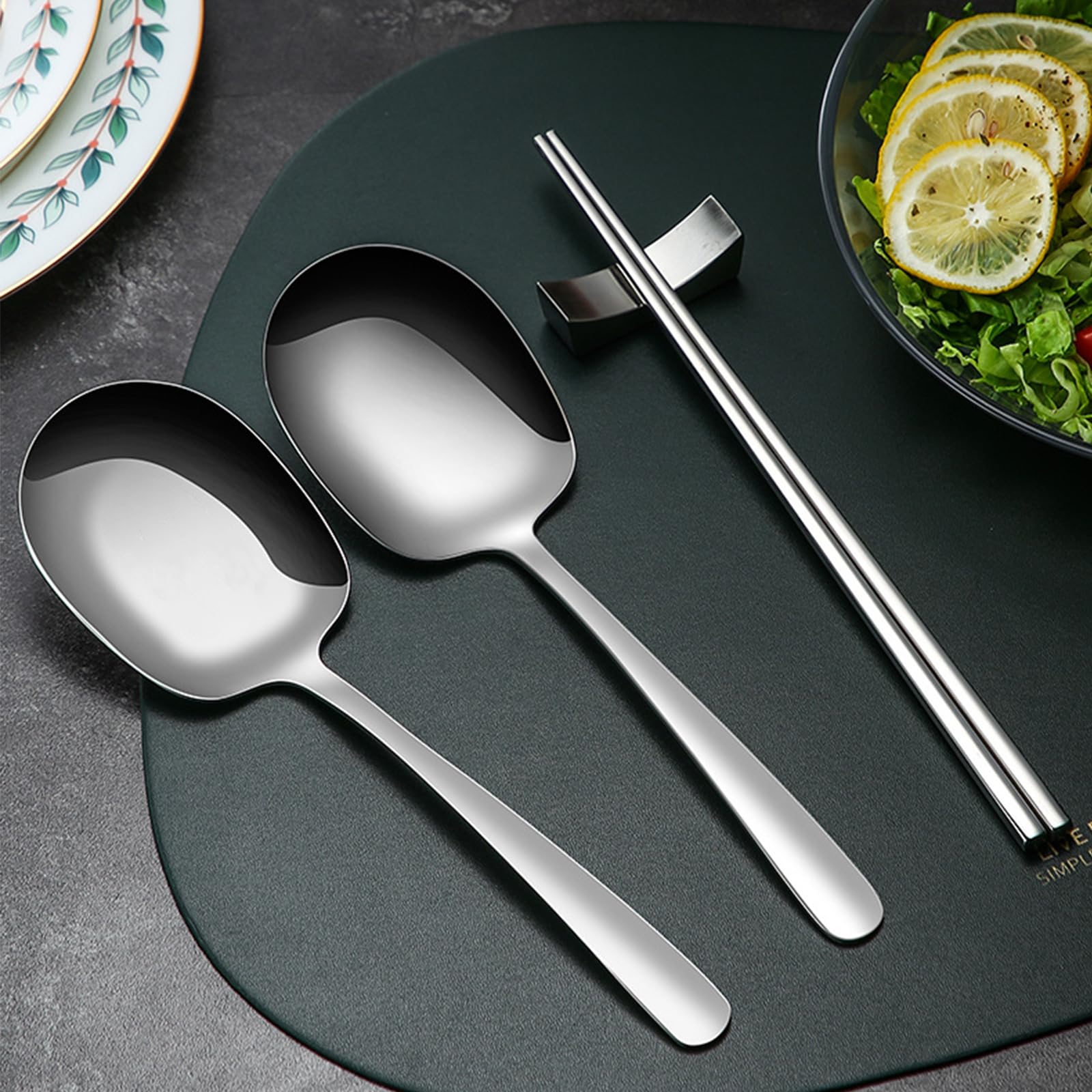 Set Di Cucchiaio E Forchetta Per Insalata In Acciaio Inossidabile Con Manico In Legno Ecologico E Con Manico In Legno Fei Yu 92019655