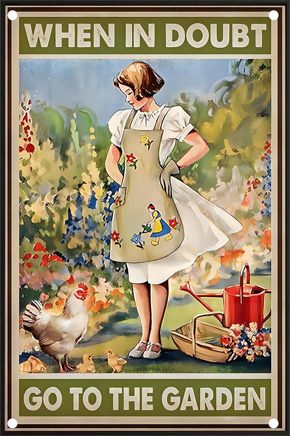 When In Doubt Go To The Garden Metal Tin SignsVintage