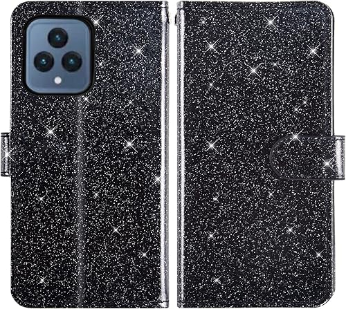 Miniatura 5 de Asuwish Funda de teléfono para T-Mobile Revvl 6 5G 2022 con protector de pantalla y cartera con purpurina, soporte para tarjeta con ranura para