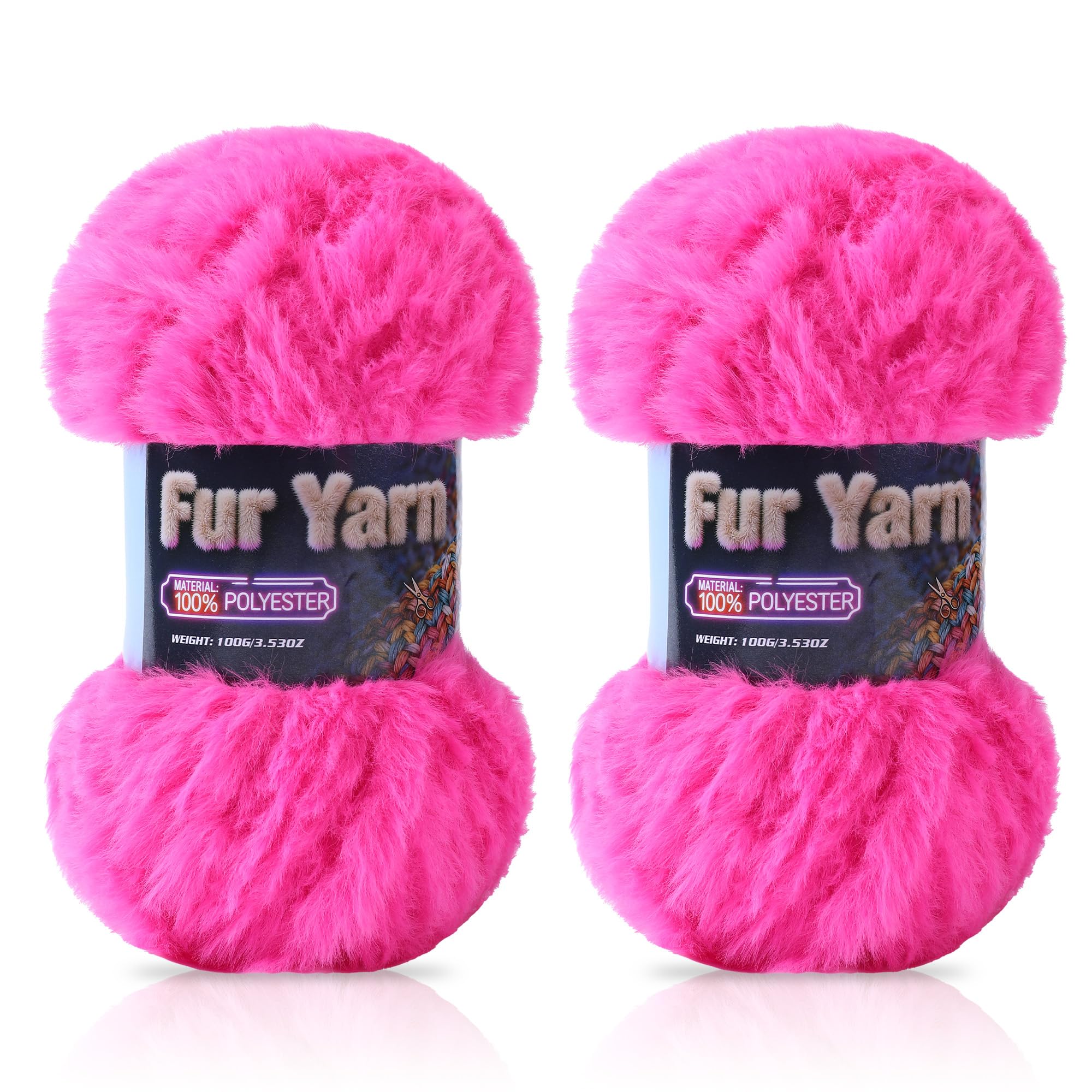 Faux Fur Yarn Soft Fluffy for Crocheting - 2 Skeins(Each 3.5oz/100g, 71yd/65m) - Chunky & Fluffy Yarn for Crochet Amigurumi, Blankets, Hand Knitting, Scarves &Crafts (2, Beige) — view 25