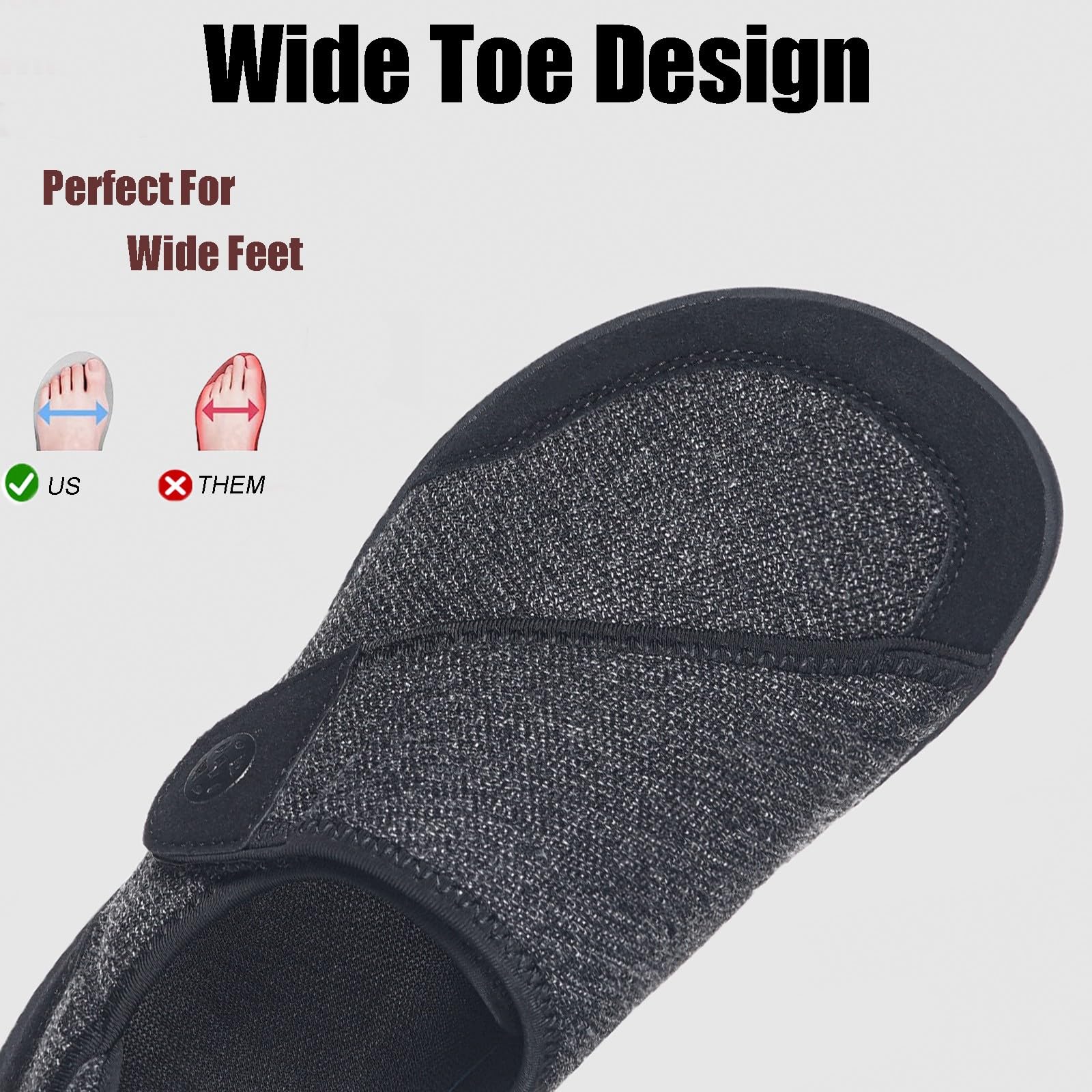 Sisttke Diabetiker Schuhe Herren Hausschuhe Damen Leichte Extra Weit Walkingschuhe Klettverschuß rutschhemmend Freizeitschuhe Arthritis Ödem Geschwollen Gesundheitsschuhe