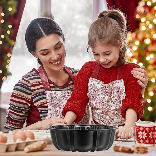 Miniatura 6 de Onader Paquete de 2 moldes antiadherentes para tartas de 10 pulgadas, redondos, acanalados, para hornear pasteles, 10 tazas de molde grande de acero