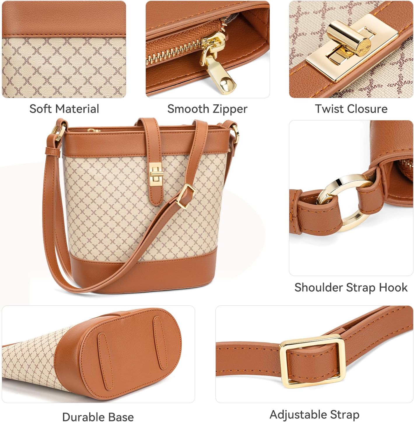 Peacocktion Bucket Bags for Women Trendy Vegan Leather Small Crossbody Purses Designer Shoulder Handbag