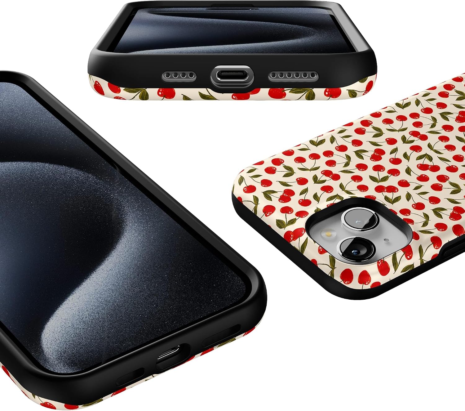 Casely iPhone 15 Plus Case | Cherry on Top | Red Cherries | Bold Protective Design | Compatible with MagSafe