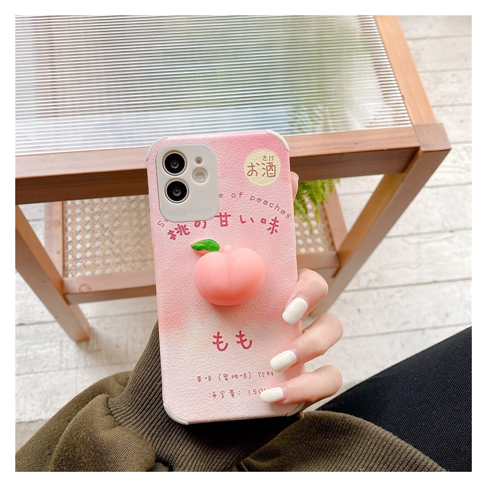 DSMYYXGS Retro Sweet 3D Soft Peach Japanese Phone Case for iPhone