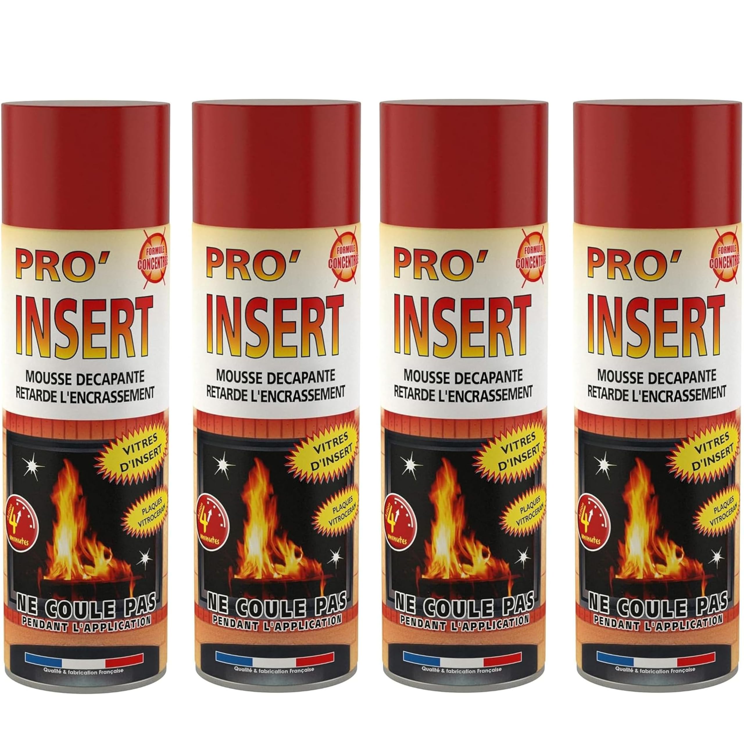 Fulgator - PRO INSERT - Mousse décapante Vitres inserts - Lot de 4 x 500 ML - Fabriqué en France