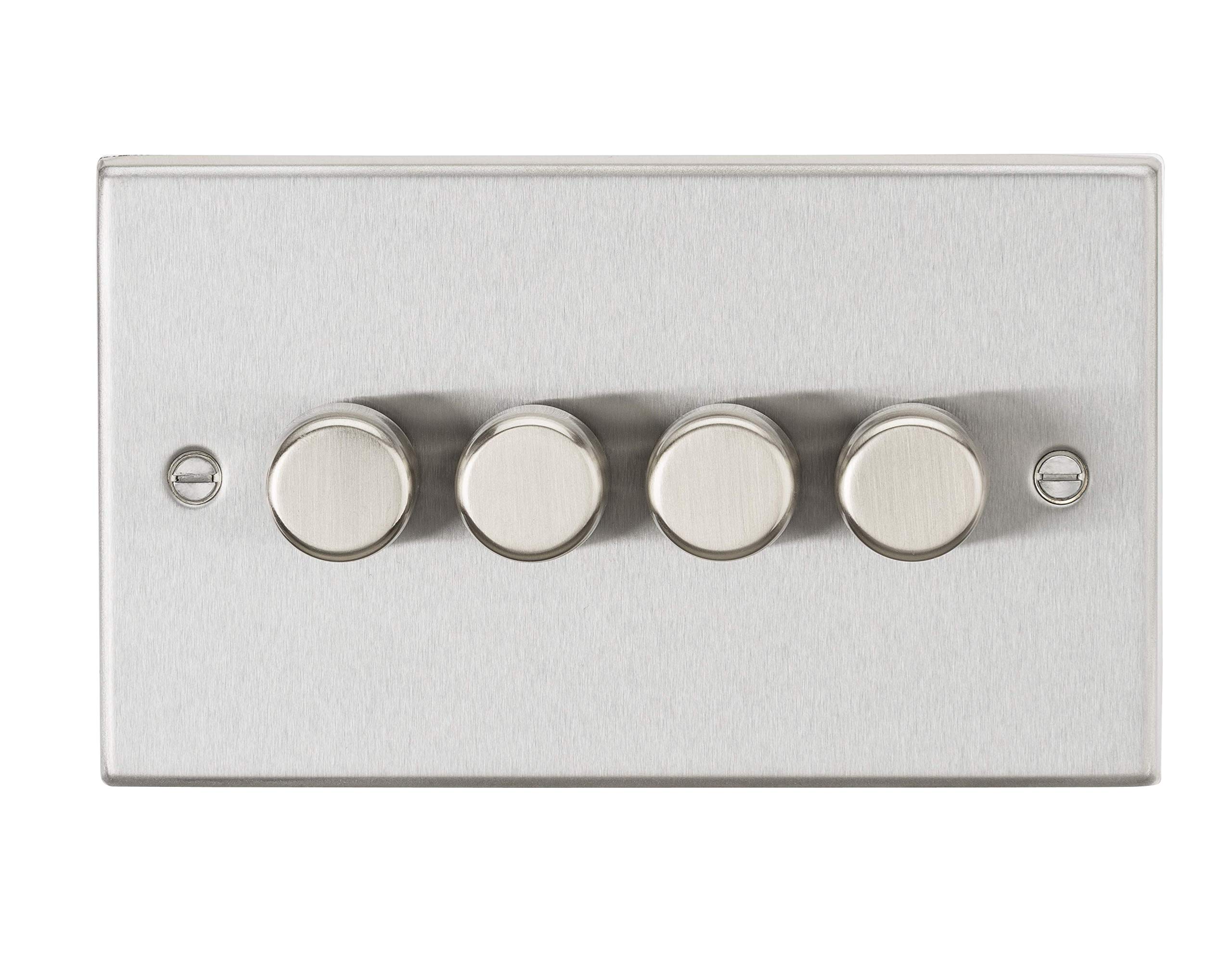 Knightsbridge CS2184BC 4G 2 way 10-200W (5-150W LED) trailing edge dimmer - Square Edge Brushed Chrome, 10.5 mm*89.0 mm*149.3 mm