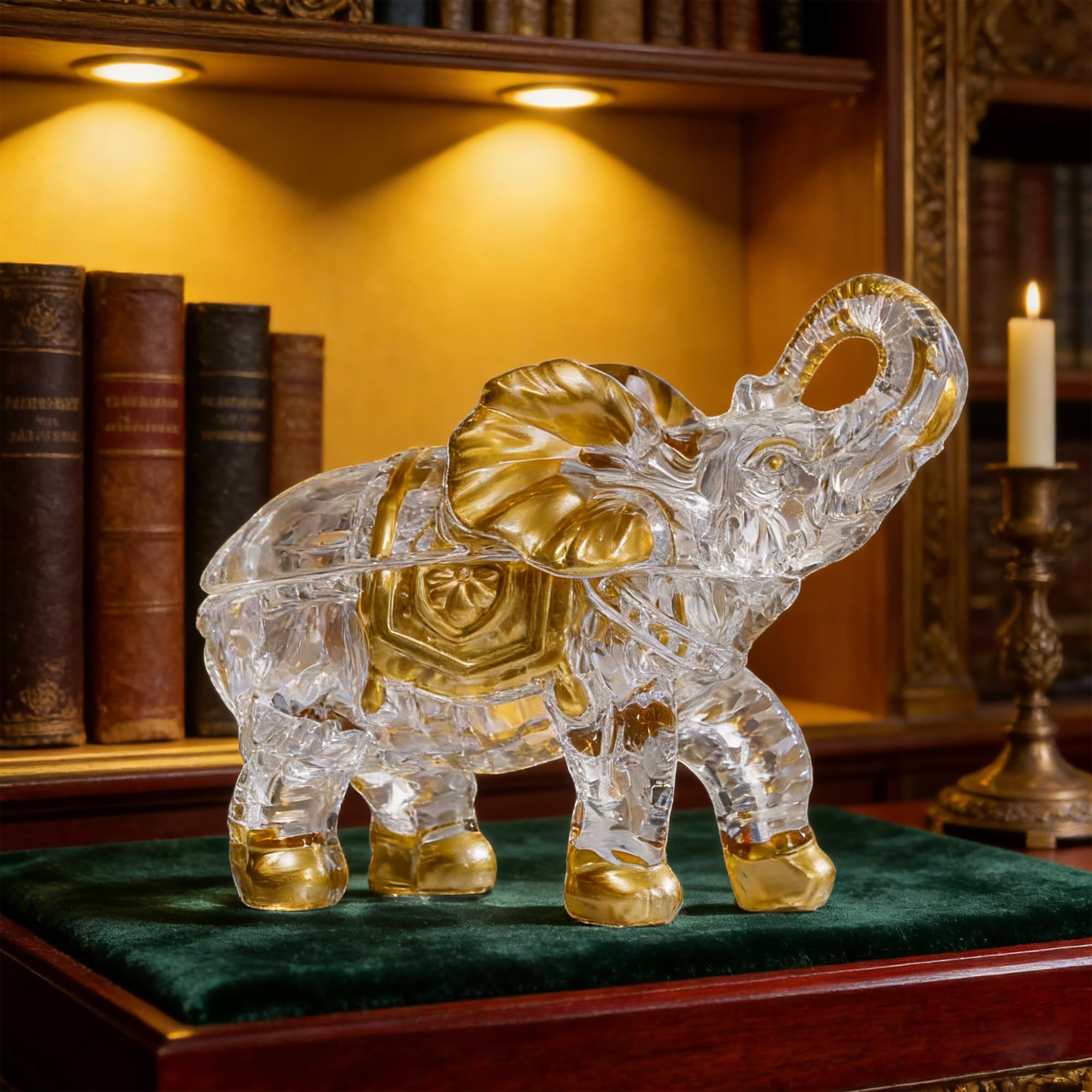Grands bocaux à bonbons en cristal peints à la main en forme d'éléphants avec couvercle, cadeaux pour les amateurs d'éléphants, décoration de collection pour centre de table à la maison.