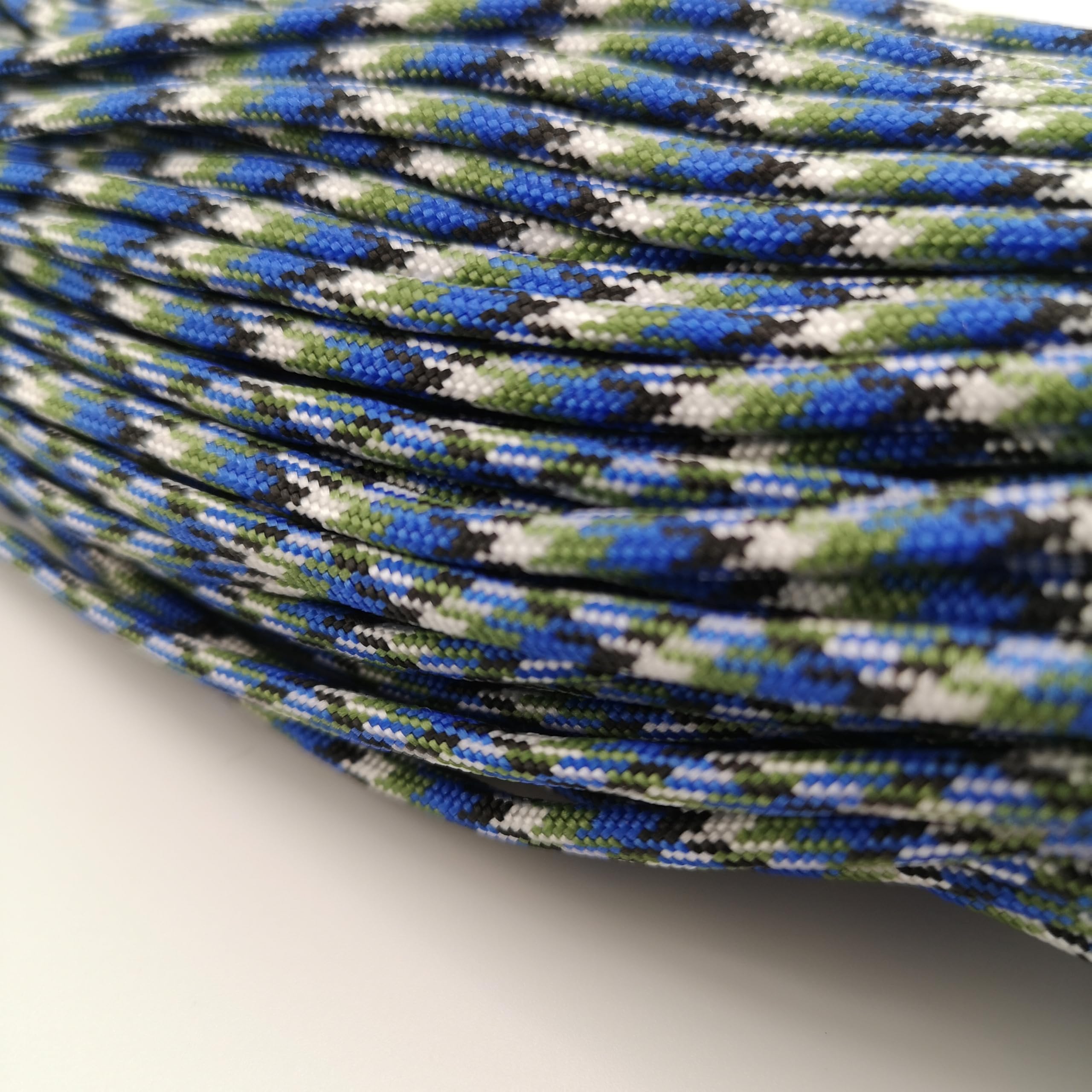 4mm Paracord – Secure Tents, Build Shelters & Handle Emergencies - Heavy-Duty Nylon Cord (Blue camo, 20 meters / 65 ft)