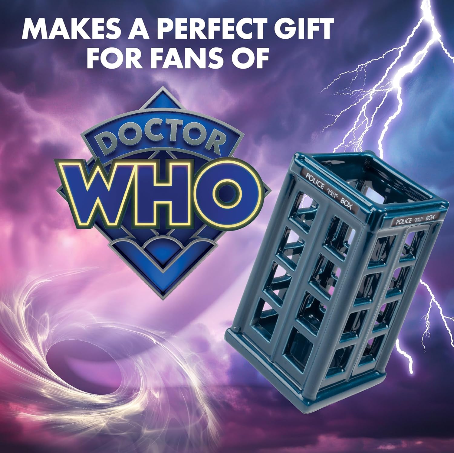 Doctor Who 5.5" Ceramic Tardis Police Box Candle Holder - Holds Tealight & Votive Candles - Officially Licensed - Collectible Dr. Who Decor & Gift for Teens, Adults, Men, Women