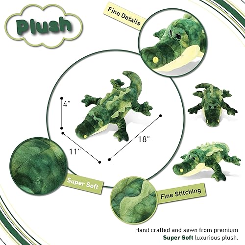 Miniatura 3 de Puzzled DolliBu - Animal de peluche de cocodrilo, suave cocodrilo verde, adorable juguete de peluche de cocodrilo para jugar, lindo regalo de vida