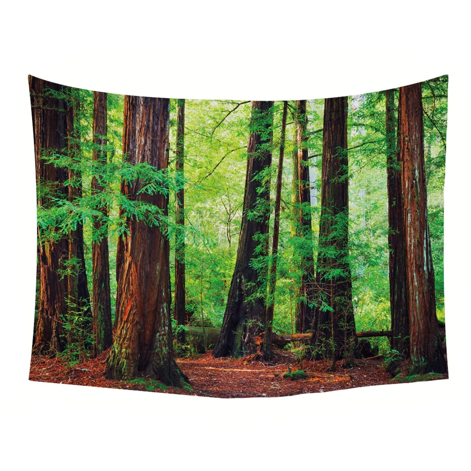 Tapiz para colgar en la pared, árbol rojo, paño de pared grande, 350 x 256 cm, diseño de árboles naturales, para salón, dormitorio, decoración del hogar, marrón y verde