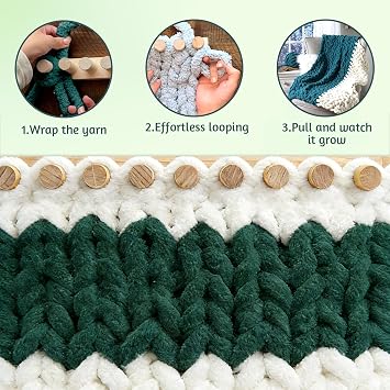 Violetfox 80 Chunky Blanket Loom Kit, Adjustable Knit Loom Yarn Loom for Adults, Wooden Hand Knitting Loom for Throw Blankets, Beginner-Friendly Yarn Craft Weaving Tools for Home DIY (80 in)
