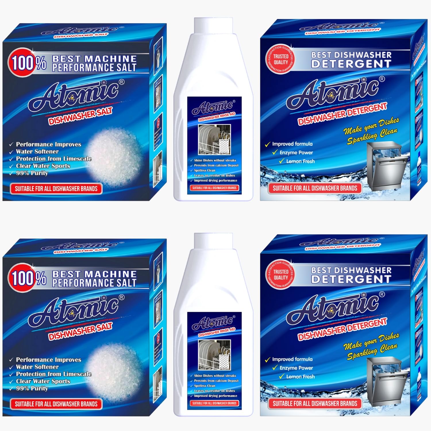 ATOMIC DISHWASHER STARTER [COMBO PACK OF 2]- Dishwasher Detergent 2 X 900 GM + Salt 2 X 900 GM + Atomic Rinse Aid For Dishwasher Liquid 2 X 400 ml | India’s No. 1 Dishwashing Brand (B07L7WLSNN) Amazon Price History, Amazon Price Tracker