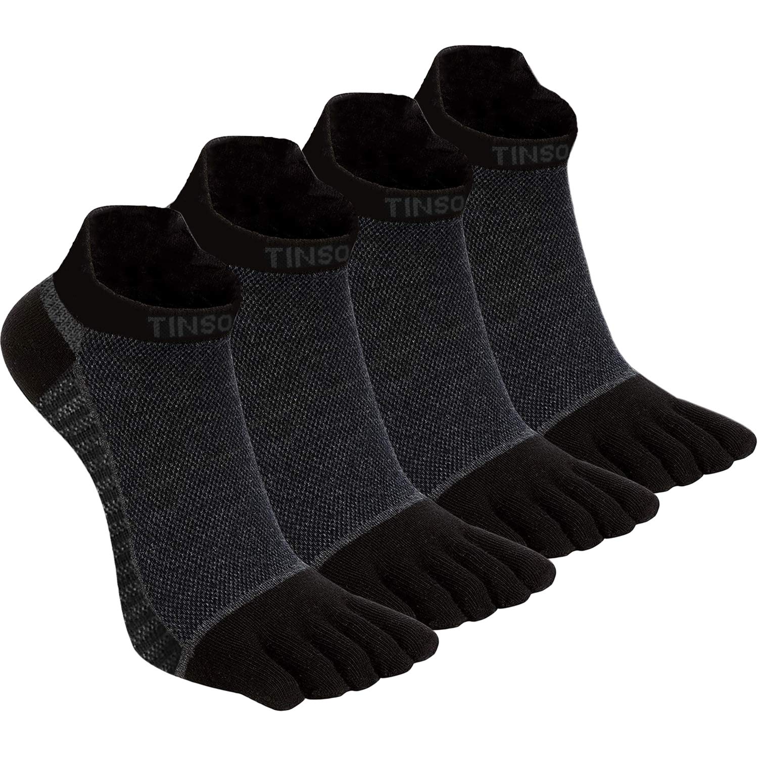 TINSOTINSO Toe Socks Cotton Crew Five Finger Socks No Show Athletic Running Socks 7-11