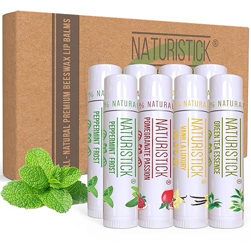 Miniatura 7 de Naturistick - Paquete de 7 bálsamos labiales premium de cera de abeja de Naturistick, sin químicos, 100% natural para labios secos y agrietados