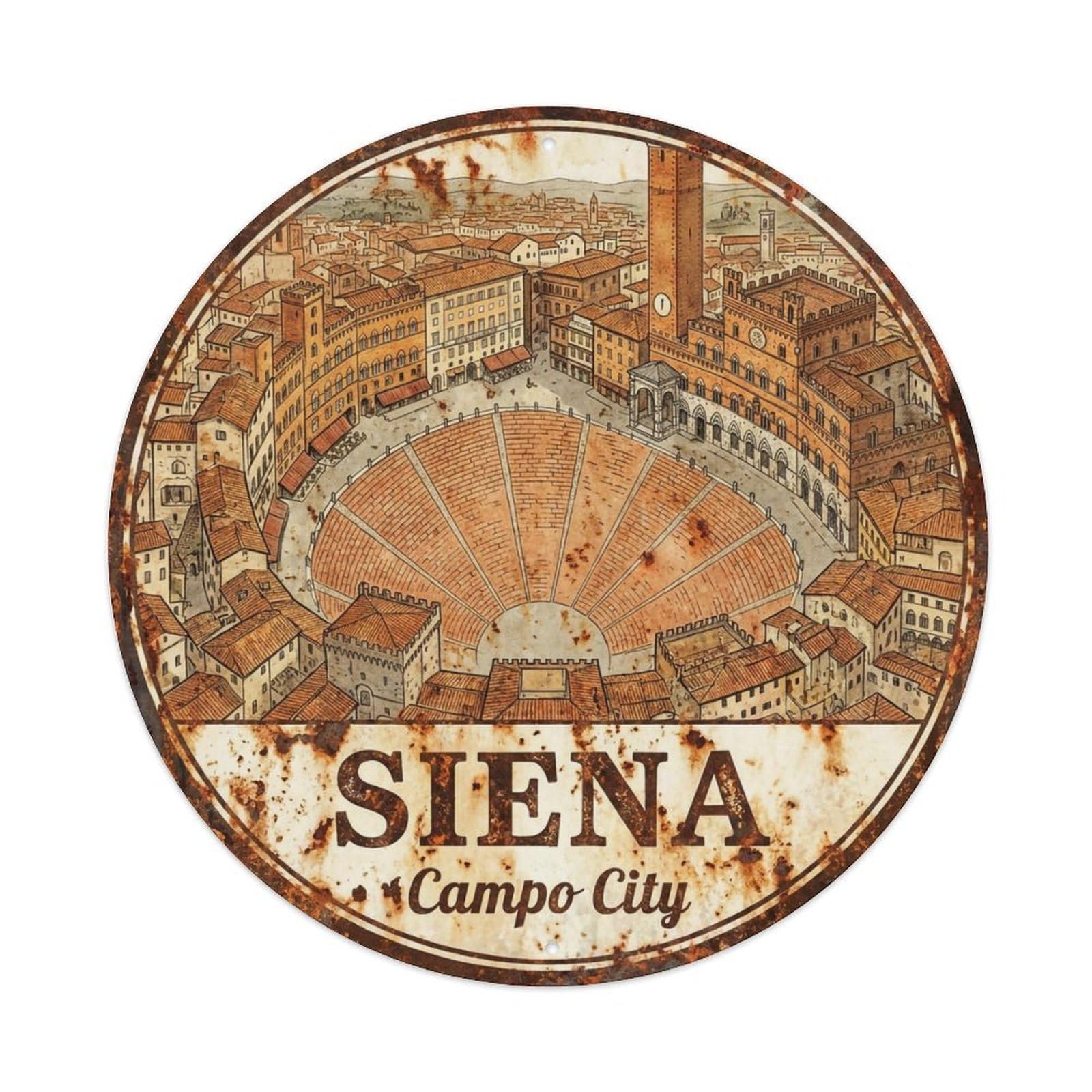 Vintage Travel Siena Italy Insight Metal Tin Sign