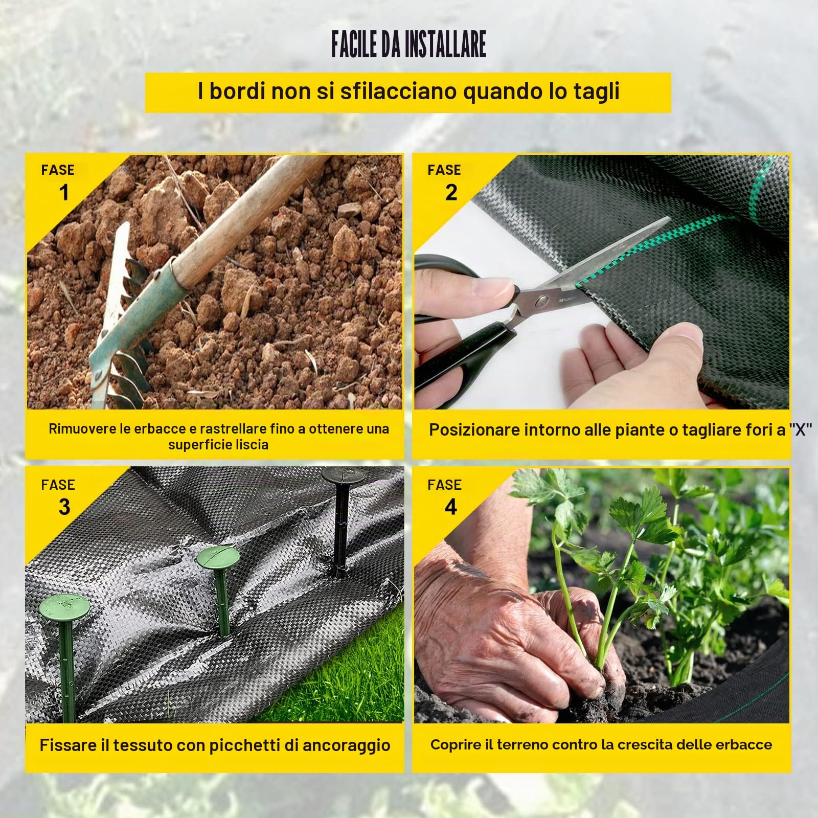 VEVOR Tela tessuta da giardino, 91,4 m x 1,83 m, tessuto anti-erba, 17,8 kg, per vialetti delle terrazze, impedendo le erbacce e ideale anche per i vialetti degli orti