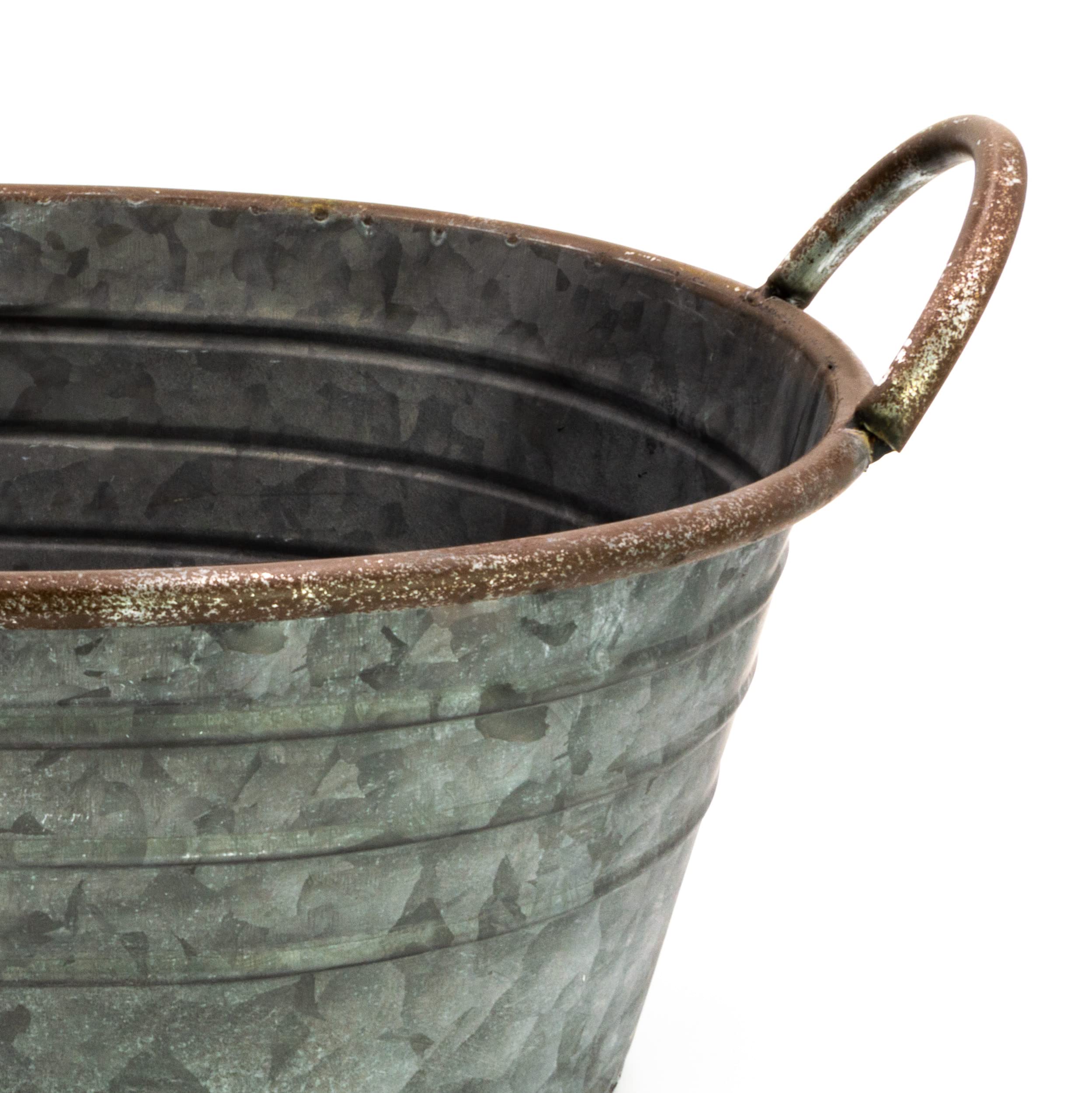 Vasca zincata – Ciotola per piantare – Decorazione da giardino per esterni – Decorazione per matrimoni – Vaso da fiori – Grande fioriera (44 cm)