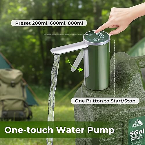 Miniatura 8 de Botella de agua de 5 galones, contenedor de agua para acampar con bomba, dispensador de agua portátil sin BPA con espiga, jarra de agua grande a
