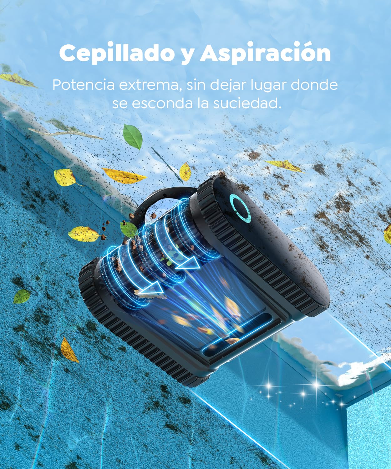 2026 C1 Robot Piscina Limpiafondos y Paredes, Autonomía 180 min, 3 Motores, Succión Potente, Control por App,Doble Filtración, Robot Limpiafondos Piscina Inalámbrico 150㎡,Negro