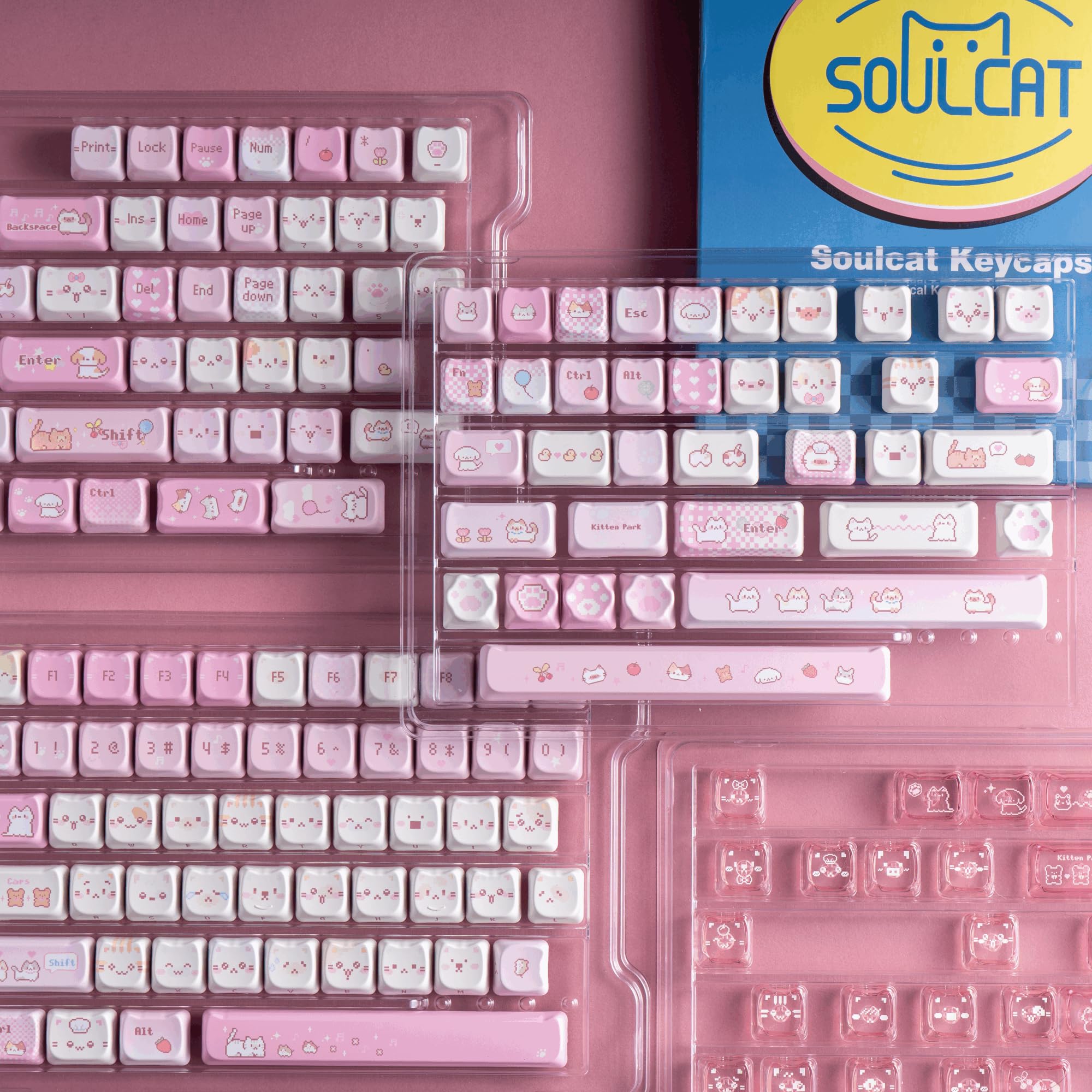 Mao Height Cat Shape Theme keycaps PBT keycaps Customized keycap Set Suitable for 61/87/104/108 Cherry MX Switch and Other Mechanical Keyboards (): Pixel Meow