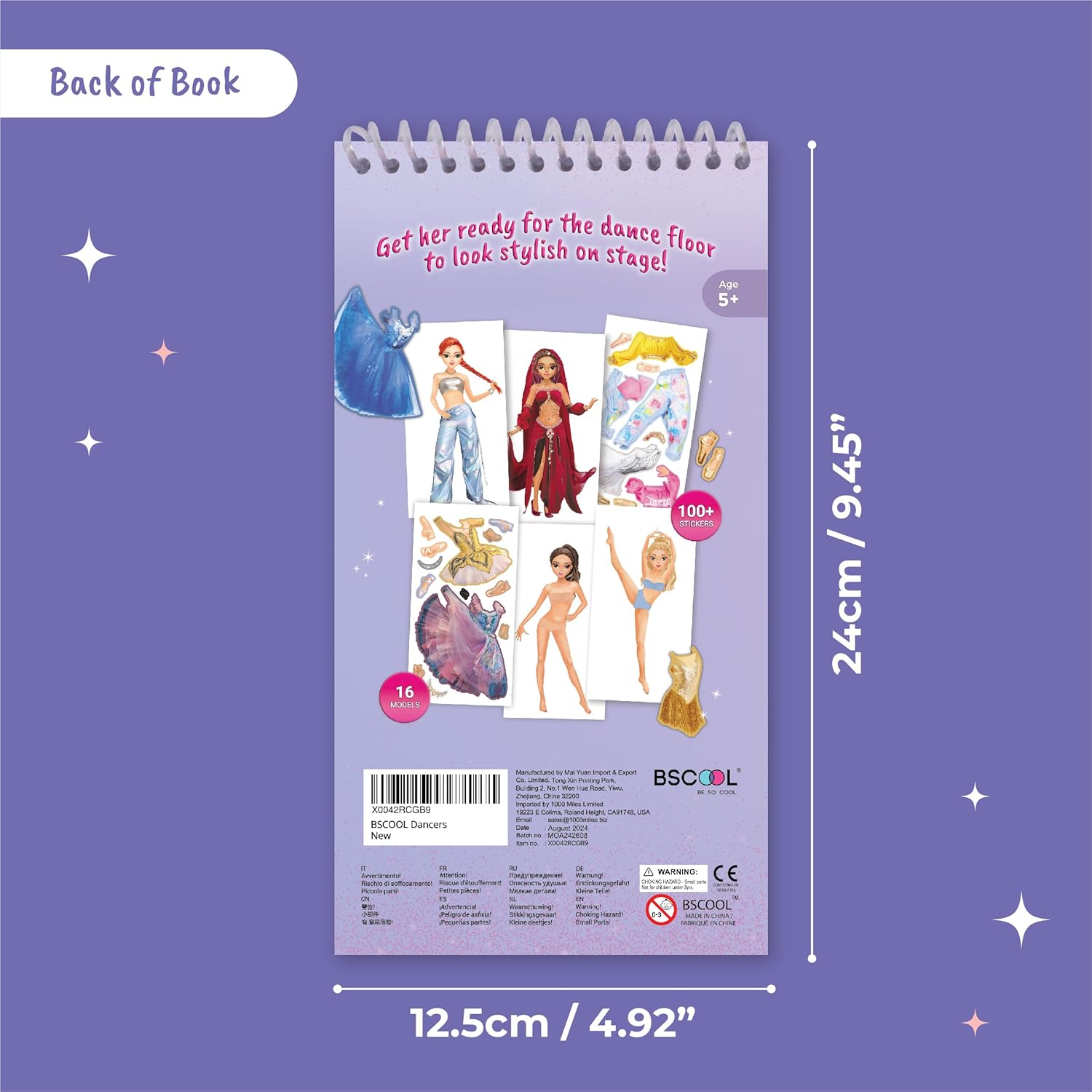 BSCOOL Sticker Dress-Up Dancers. Sticker Activity Book for Kids. Learn Girls Fashion Design, Dancer Poses with Sticker, and Guide for Kids 5 and up. Girls Fashion Paper Dolls Dress up Games