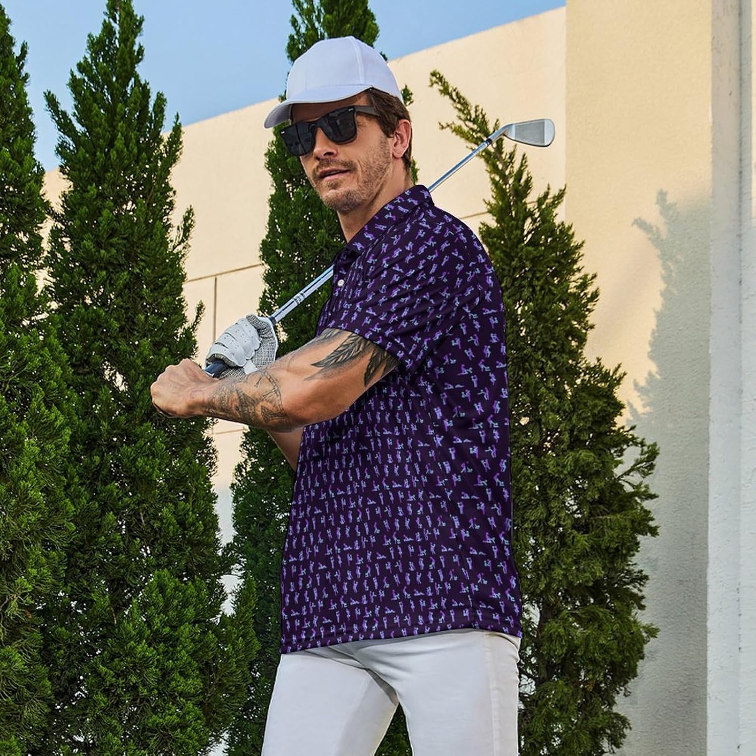 Golf Shirts for Men Funny Golf Polo Shirts Short Sleeve Polo Shirts Moisture Wicking Performance Golf Outfits