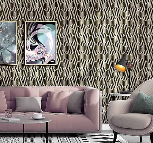 Miniatura 4 de Papel para empapelar con rayas hexagonales