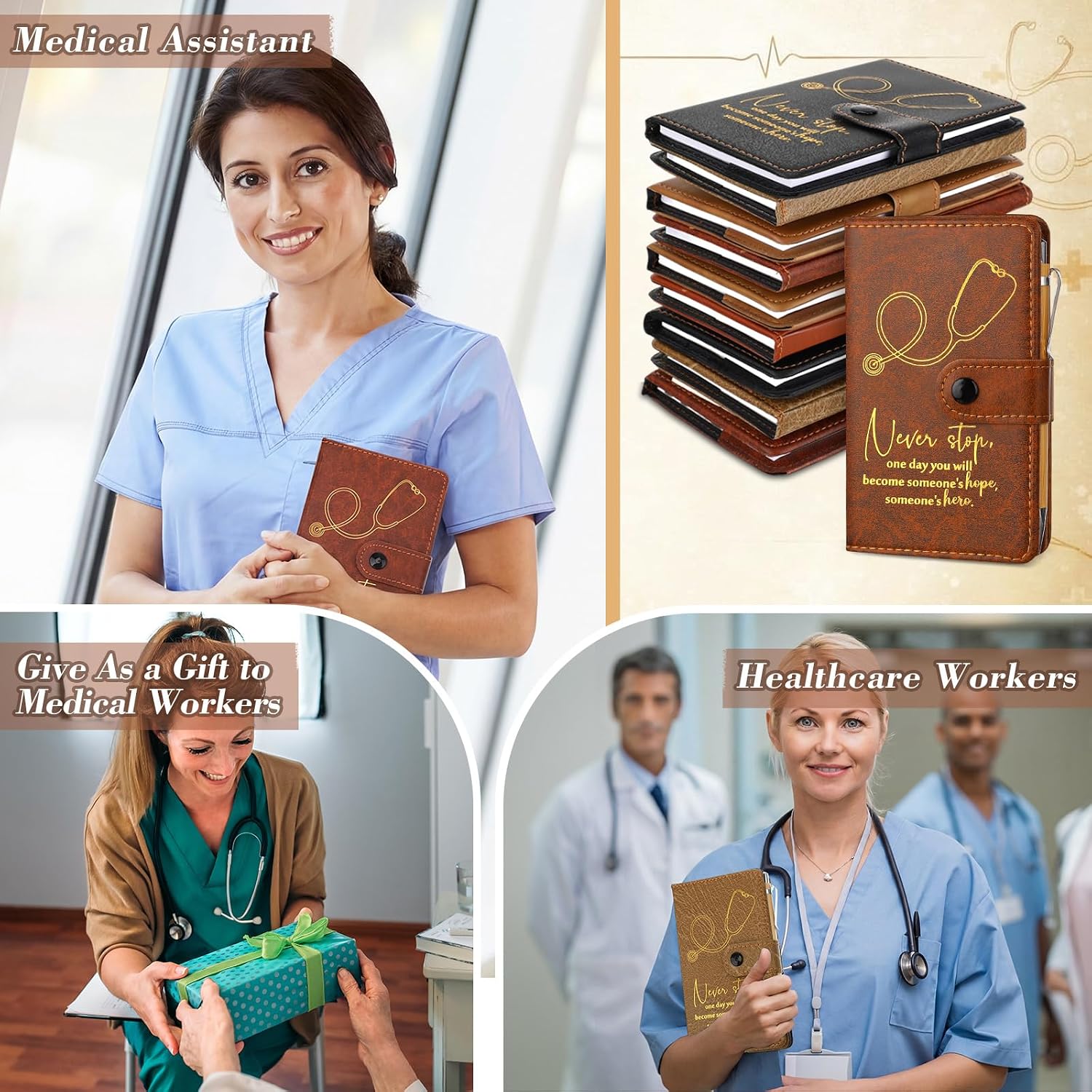 TaoBary 10 Sets Nurse Week Appreciation Gift Bulk Black A6 Leather Notebook Journal with Bamboo Pen for Male Female Nurse Staff Coworker Retirement Graduation Supplies