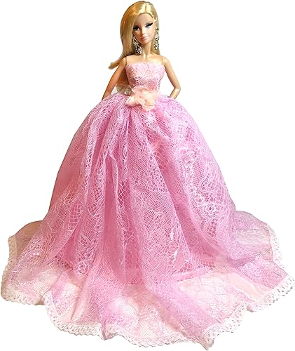 Peregrine Vestido de novia rosa princesa capilla tren Tull vestido de novia para muñecas de 11.5 pulgadas