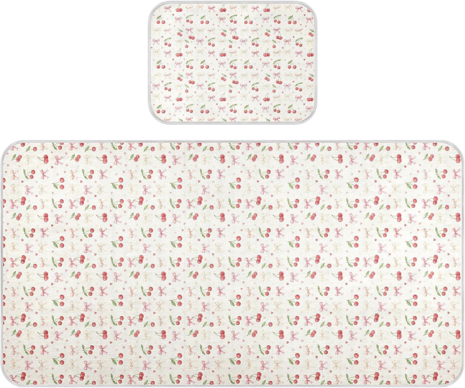Baby Cooling Mat Coquette Cherry Bows Ice Silk Breathable Mesh Summer Crib Mattress Pad with Pillowcase, Soft Cooling Sleeping Surface for Infant & Toddler, 52"x28"