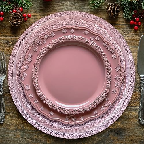 Miniatura 4 de 6 platos de carga de arrecife, cargadores de plástico para platos de cena redondos, transparentes